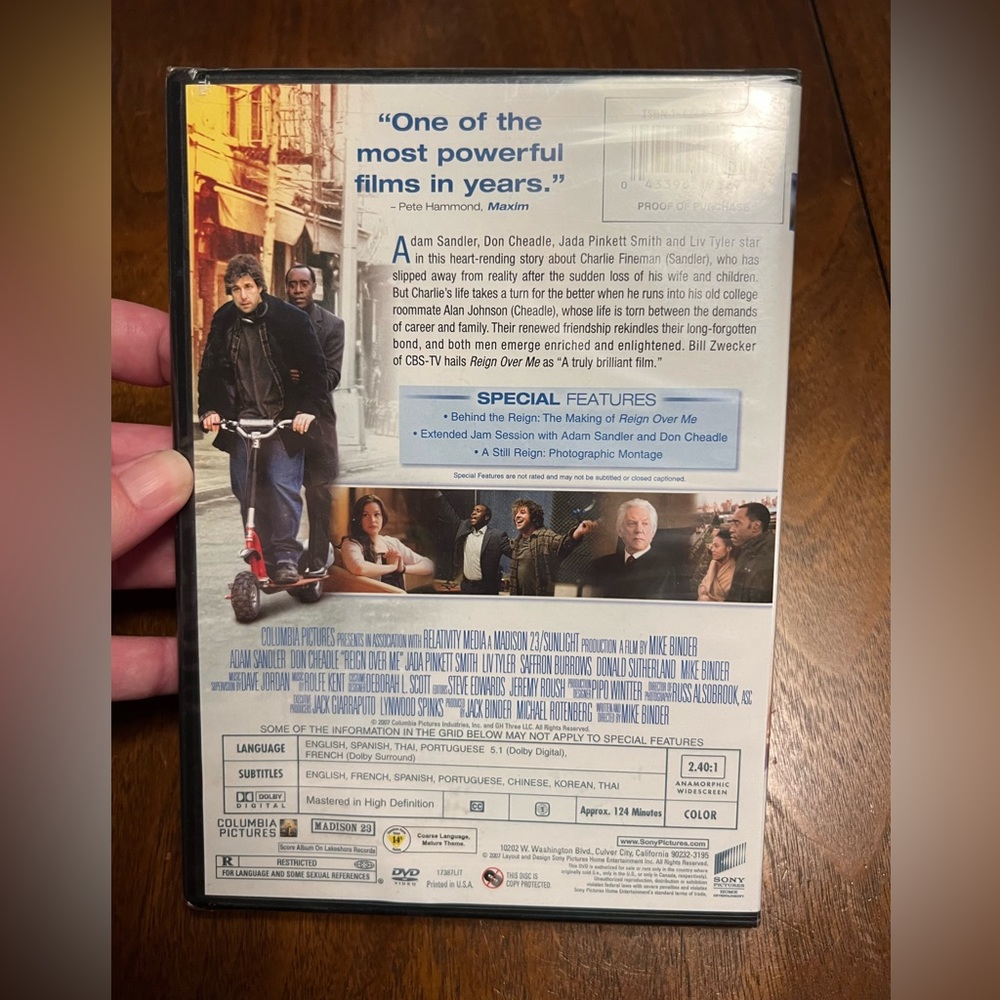 🤩 $5 SALE! 🤩 NWT “Reign Over Me” DVD - Picture 2 of 2